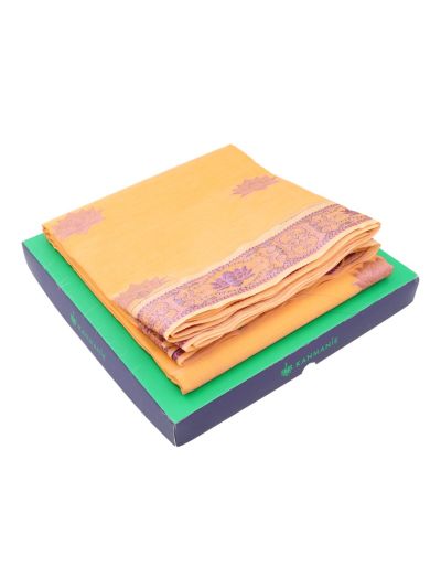 Kanmanie Cotton Lotus Butta with Ornamental Lotus Pallu Saree