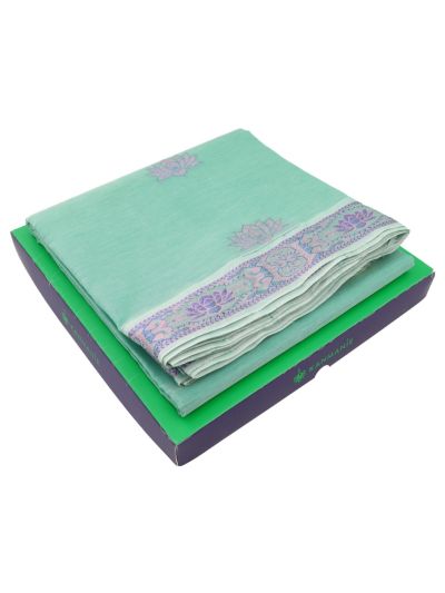 Kanmanie Cotton Lotus Butta with Ornamental Floral Pallu Saree