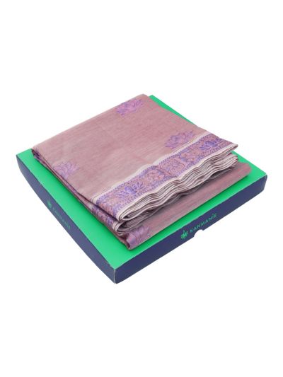 Kanmanie Cotton Lotus Butta with Ornamental Floral Pallu Saree