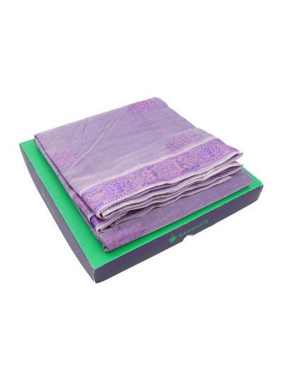 Kanmanie Cotton Lotus Butta with Ornamental Lotus Pallu Saree