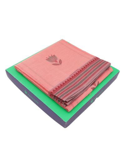 Kanmanie Cotton Lotus Butta with 3 inch Jacquard Border Saree