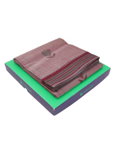 Kanmanie Cotton Floral Bud Butta with Floral Stripe Pallu 3 Inch Jacquard Border Saree
