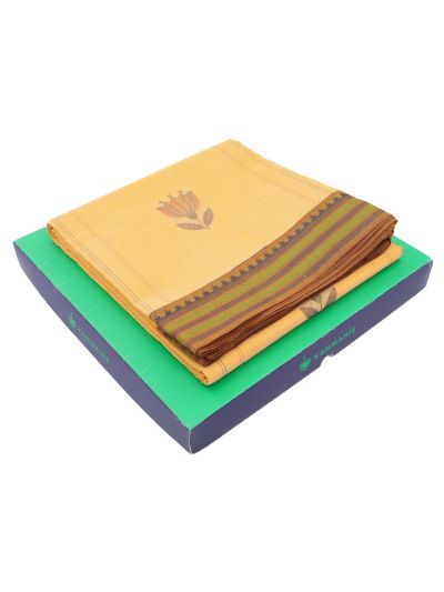 Kanmanie Cotton Lotus Butta with 3 Inch Jacquard Border Saree