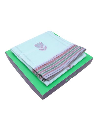 Kanmanie Cotton Floral Butta with 3 Inch Jacquard Border Saree