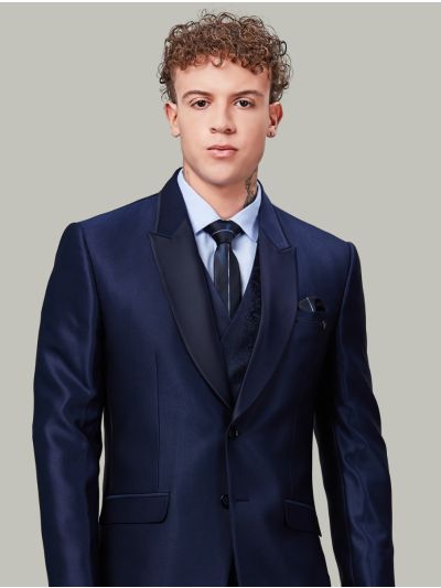 Bennevis Men’s Satin Peak Lapel Paisley Waistcoat Tuxedo 5 Piece Suit Set