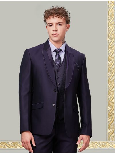 Bennevis Men’s Satin Peak Lapel Floral Patterned Waistcoat Tuxedo 5 Piece Suit Set