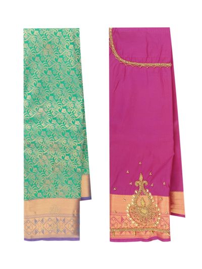 Gracecharm Gift Art Silk Floral Vine Jaal Contrast Brocade Pallu Zari Border Saree