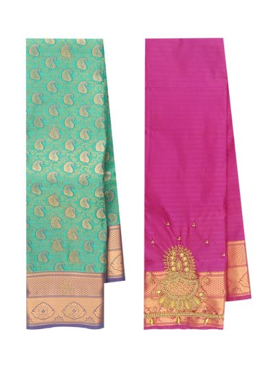 Gracecharm Gift Art Silk Leaf Butta Jaal Floral Hexagonal Lattice Pallu Saree