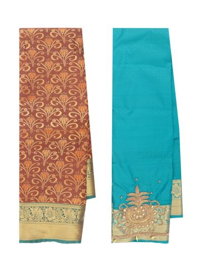 Gracecharm Gift Art Silk Floral Bud Vine Jaal Contrast Floral Pallu Zari Border Saree