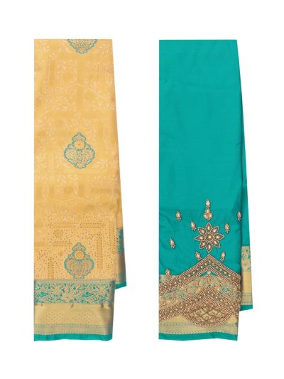 Gracecharm Gift Art Silk Floral Butta Bouquet Pallu Zari Border Saree