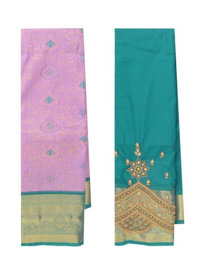 Gracecharm Gift Art Silk Floral Vine Jaal with Medallion Pallu Zari Border Saree