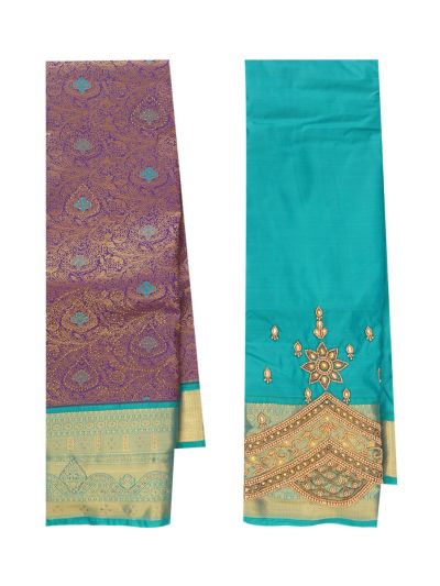 Gracecharm Gift Art Silk Floral Vine Jaal Medallion Pallu Zari Border Saree
