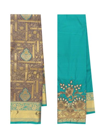 Gracecharm Gift Art Silk Floral Jaal with Contrast Zari Border Saree