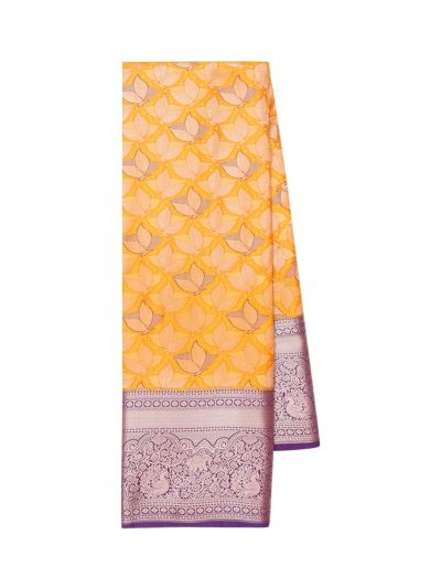 Gracecharm Gift Art Silk Leaf Butta with Ornamental Medallion Pallu Saree