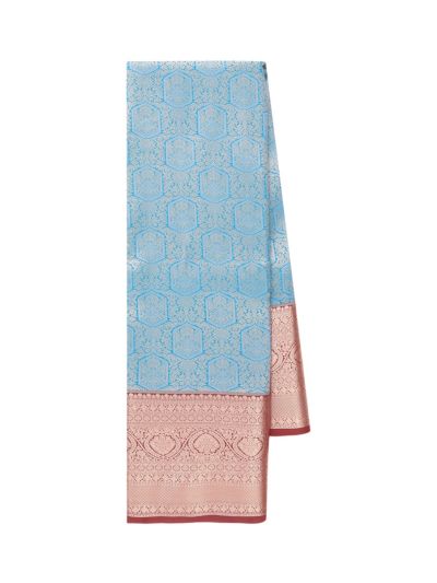 Gracecharm Gift Art Silk Hexagonal Floral Jaal with Paisley Medallion Pallu Saree