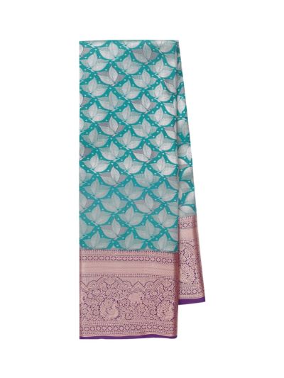 Gracecharm Gift Art Silk Leaf Jaal with Ornamental Floral Medallion Pallu Saree