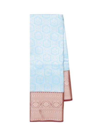 Gracecharm Gift Art Silk Hexagonal Jaal with Ornamental Paisley Pallu Saree