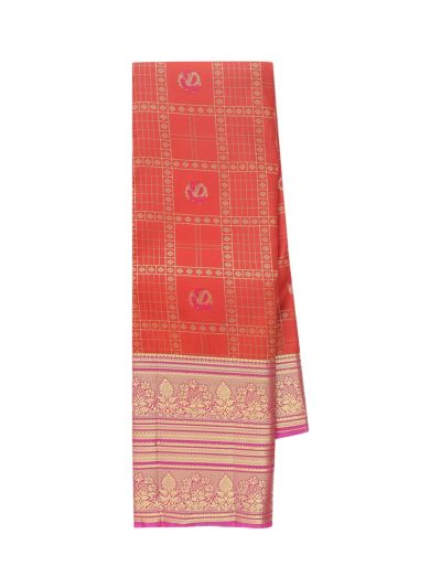 Gracecharm Gift Art Silk Checked Butta with Floral Paisley Pallu Saree