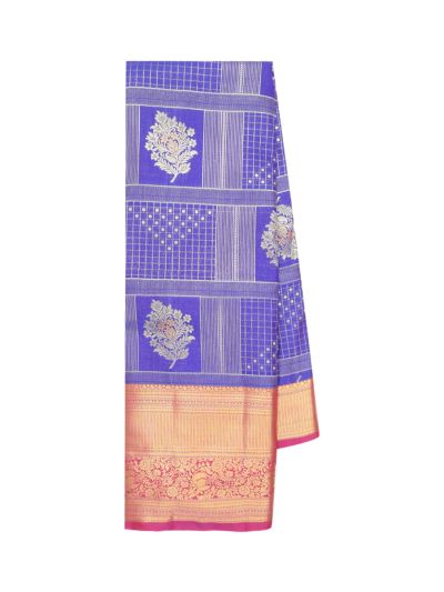 Gracecharm Gift Art Silk Floral Butta Checks with Zari Pallu Border Saree