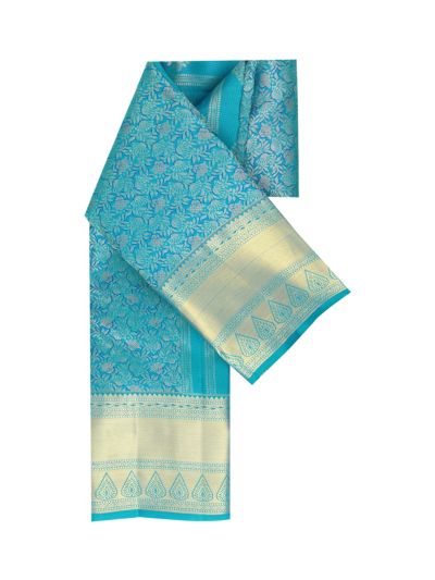 Vivaha Kanchipuram Pure Silk Floral Jaal with Diagonal Zari Pallu Saree