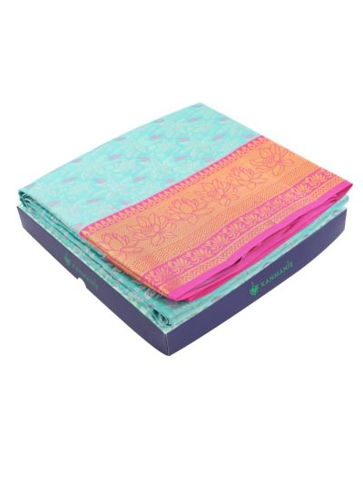 Kanmanie Wedding Silk Floral Leaf Jaal with 5 Inch Jacquard Border Saree