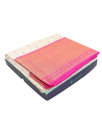 Kanmanie Wedding Silk Floral Leaf Jaal with 5 Inch Jacquard Border Saree