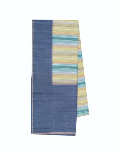 Gracecharm Art Dupion Multicolour Striped with Contrast Plain Pallu Saree