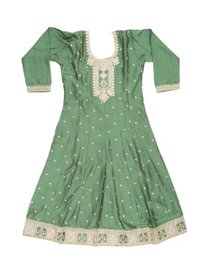 Graceful Essence Girls Sequin Butta Embroidered Flared Kurta Pant Dupatta Set