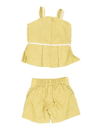 Graceful Essence Girls Floral Bow Peplum Top Embroidered Shorts 2 Piece Set