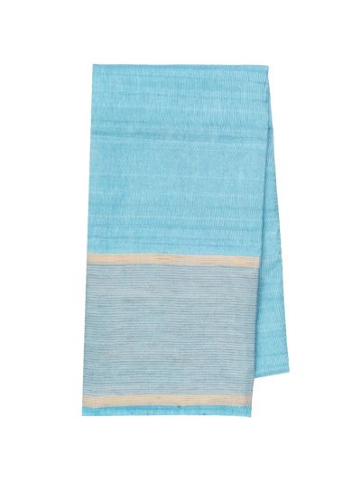 Gracecharm Semi Jute Fine Pinstripe Pallu with Border Saree