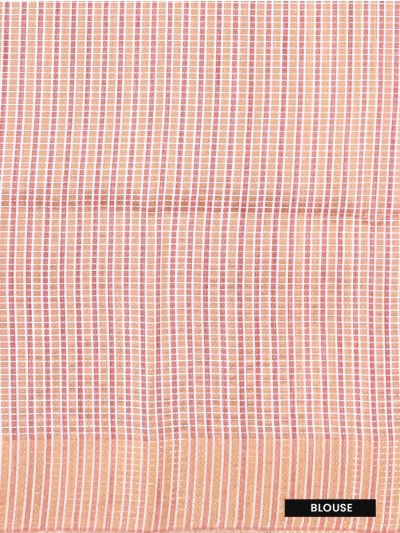Gracecharm Semi Jute Geometric Stripe Weave with Check Pallu Border Saree