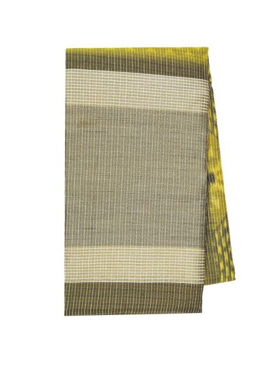 Gracecharm Semi Jute Geometric Diamond Butta with Check Pallu Border Saree