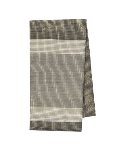 Gracecharm Semi Jute Geometric Diamond with Striped Pallu Border Saree