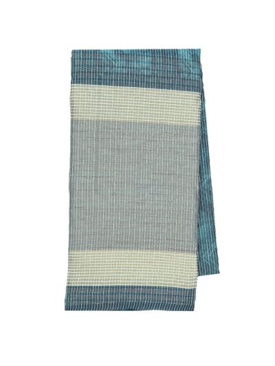 Gracecharm Semi Jute Geometric Diamond Jaal with Striped Pallu Border Saree