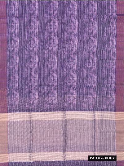 Gracecharm Semi Jute Geometric Diamond with Striped Pallu Border Saree