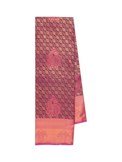 Gracecharm Gift Art Silk Paisley Jacquard Jaal With Geometric Pallu Saree