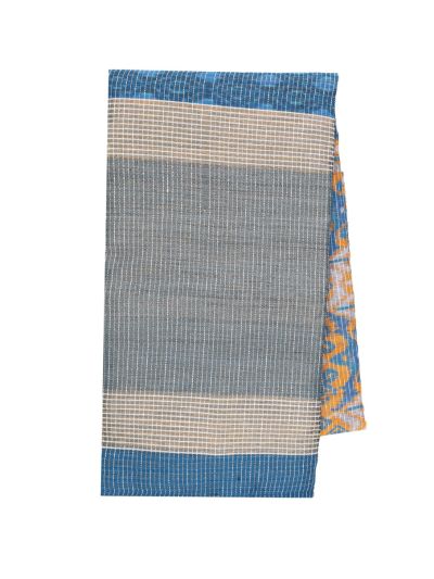 Gracecharm Semi Jute Ornamental Ogee with Striped Pallu Border Saree