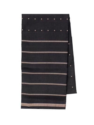 Gracecharm Semi Jute Square Butta with Striped Pallu Check Border Saree