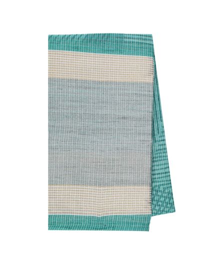 Gracecharm Semi Jute Abstract Geometric with Striped Pallu Border Saree
