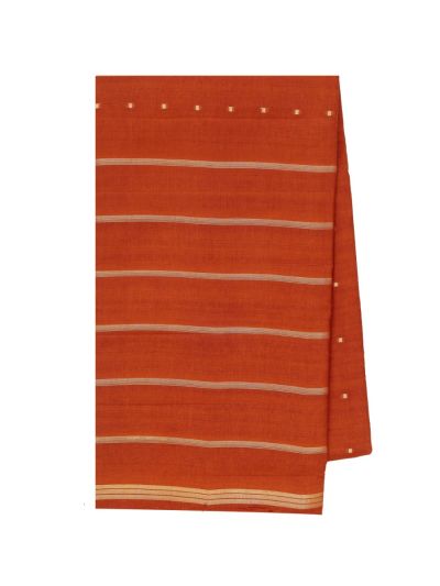 Gracecharm Semi Jute Square Butta with Striped Pallu Check Border Saree