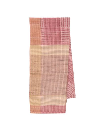 Gracecharm Semi Jute Abstract Geometric Stripes with Check Pallu Border Saree