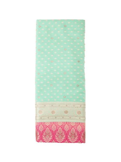 BlossomEase Semi Banarasi Zari Butta with Paisley Brocade Pallu Saree