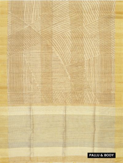 Gracecharm Semi Jute Abstract Geometric Stripes with Check Pallu Border Saree
