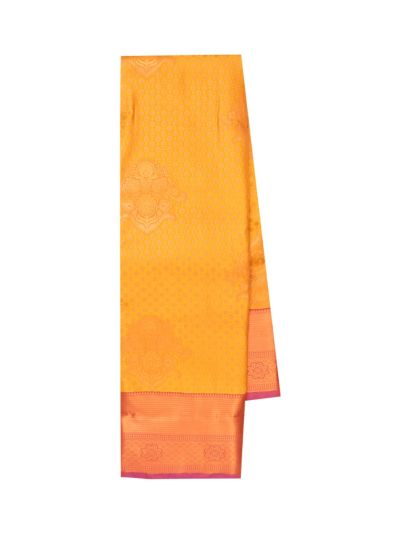 Gracecharm Golden Yellow Gift Art Silk Floral Jacquard with Geometric Pallu Saree