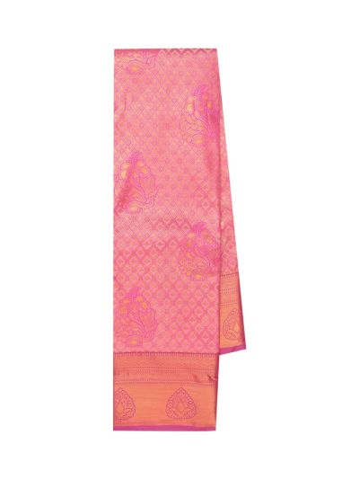 Gracecharm Rose Pink Gift Art Silk Floral Jacquard with Geometric Pallu Saree