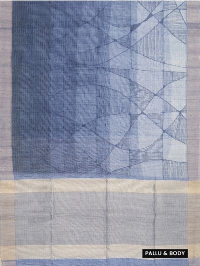 Gracecharm Semi Jute Abstract Geometric Triangle with Striped Pallu Border Saree