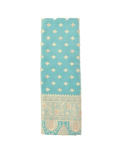 BlossomEase Semi Banarasi Zari Butta with Paisley Brocade Pallu Saree