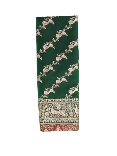 BlossomEase Semi Banarasi Peacock Floral Jaal with Zari Pallu Saree