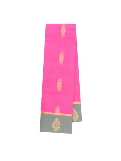 Gracecharm Elegant Kanchi Cotton Zari Diamond Butta with Border Saree