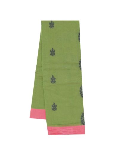 Gracecharm Elegant Kanchi Cotton Floral Butta with Pink Border Saree